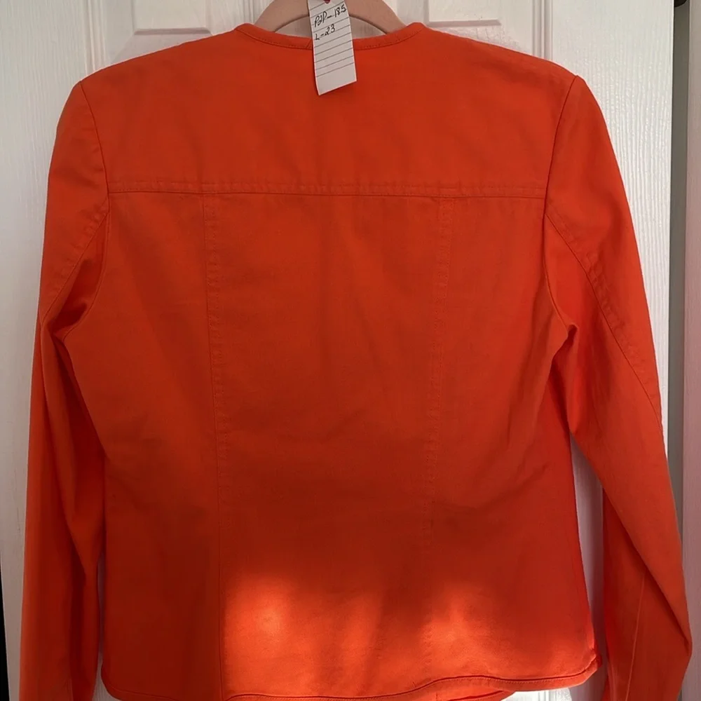 PENDLETON  BRIGHT ORANGE DENIM STRETCH BUTTON UP JACKET TOP SIZE SMALL